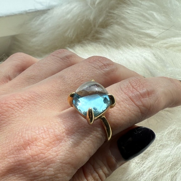 Tiffany & Co. 8ct Blue Topaz Sugar Stack Ring 18k Yellow Gold 8.25 💙 - Picture 13 of 13